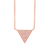 0.07ct 14k Rose Gold Diamond Pave Triangle Necklace